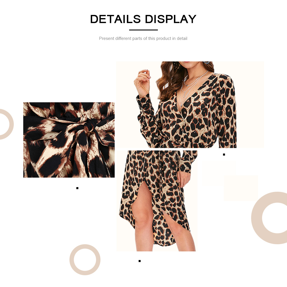 Leopard Print V Neck Wrap Dress