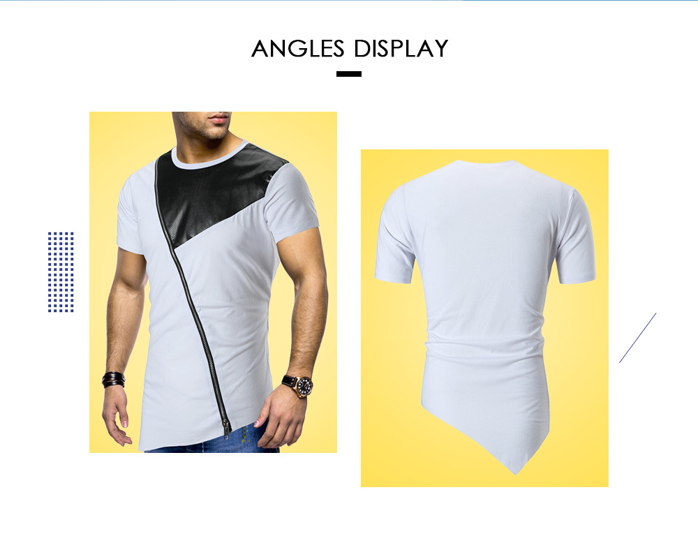 Short Sleeves Side Zipper Panel T-shirt