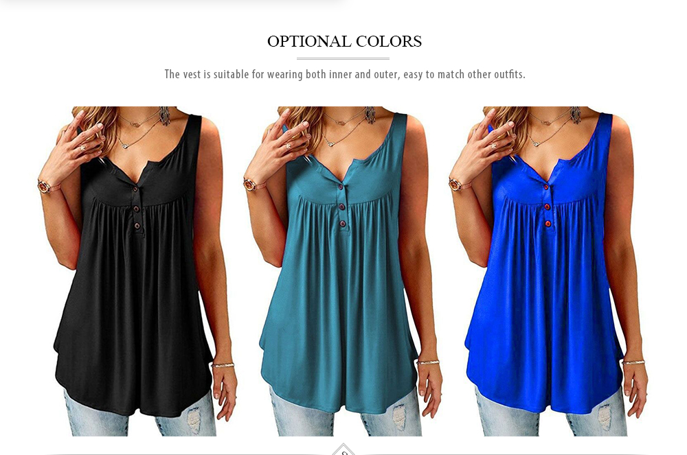 Solid Color Brace Tank Top Pleated Slip Camisole Sleeveless Casual Women's Vest