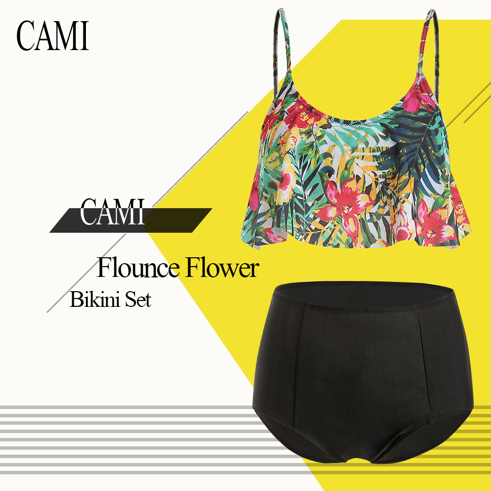 Cami Flounce Flower Bikini Set