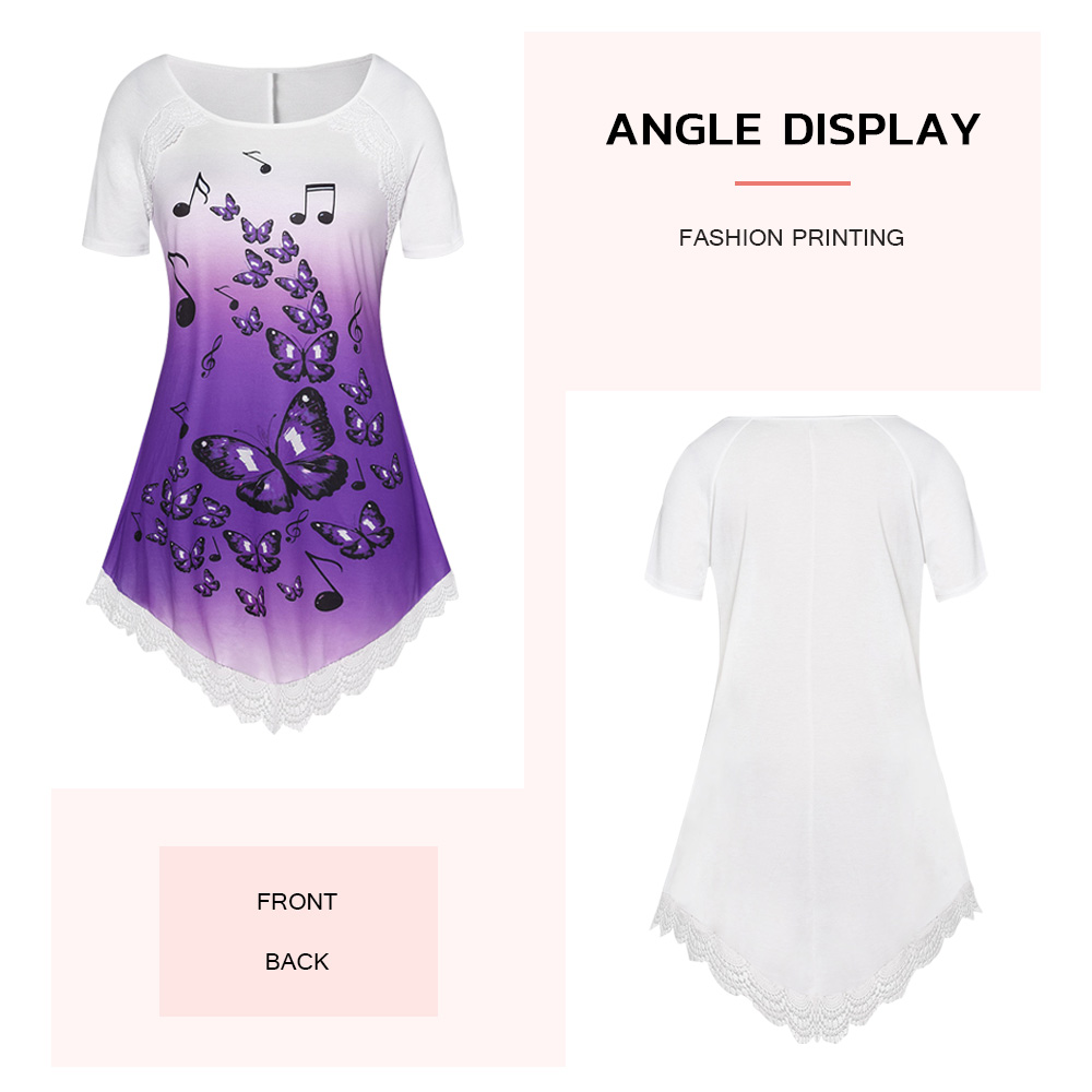 Plus Size Butterfly Print Raglan Sleeve T Shirt