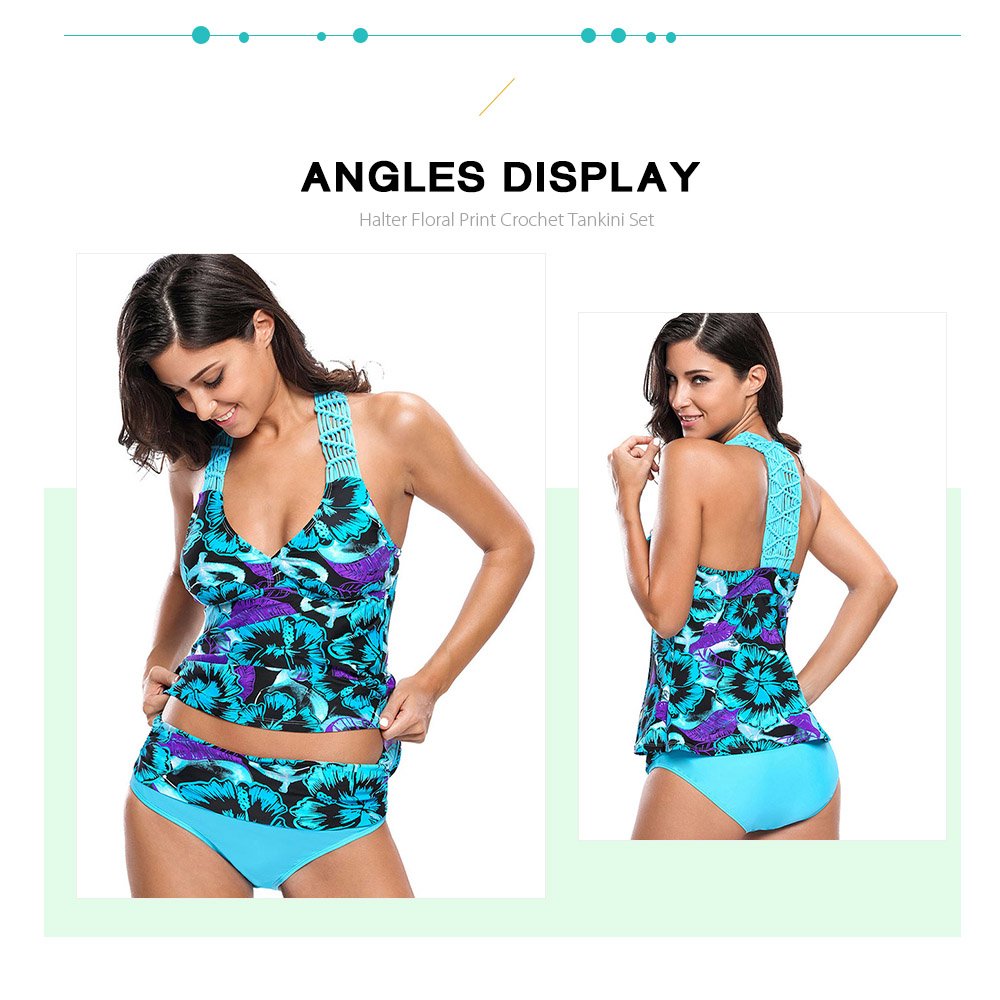 Floral Print Crochet Tankini Set