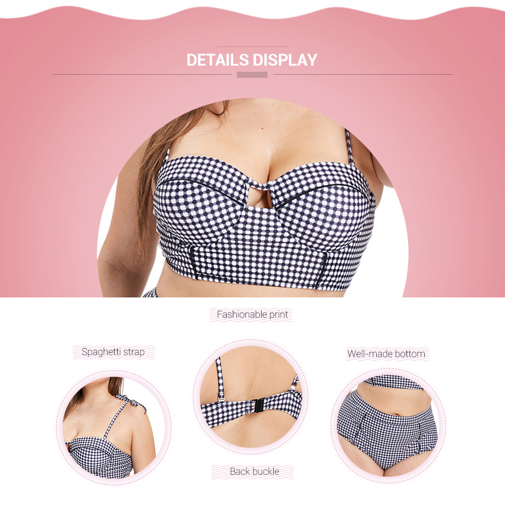 High Waist Plus Size Checked Bikini Set