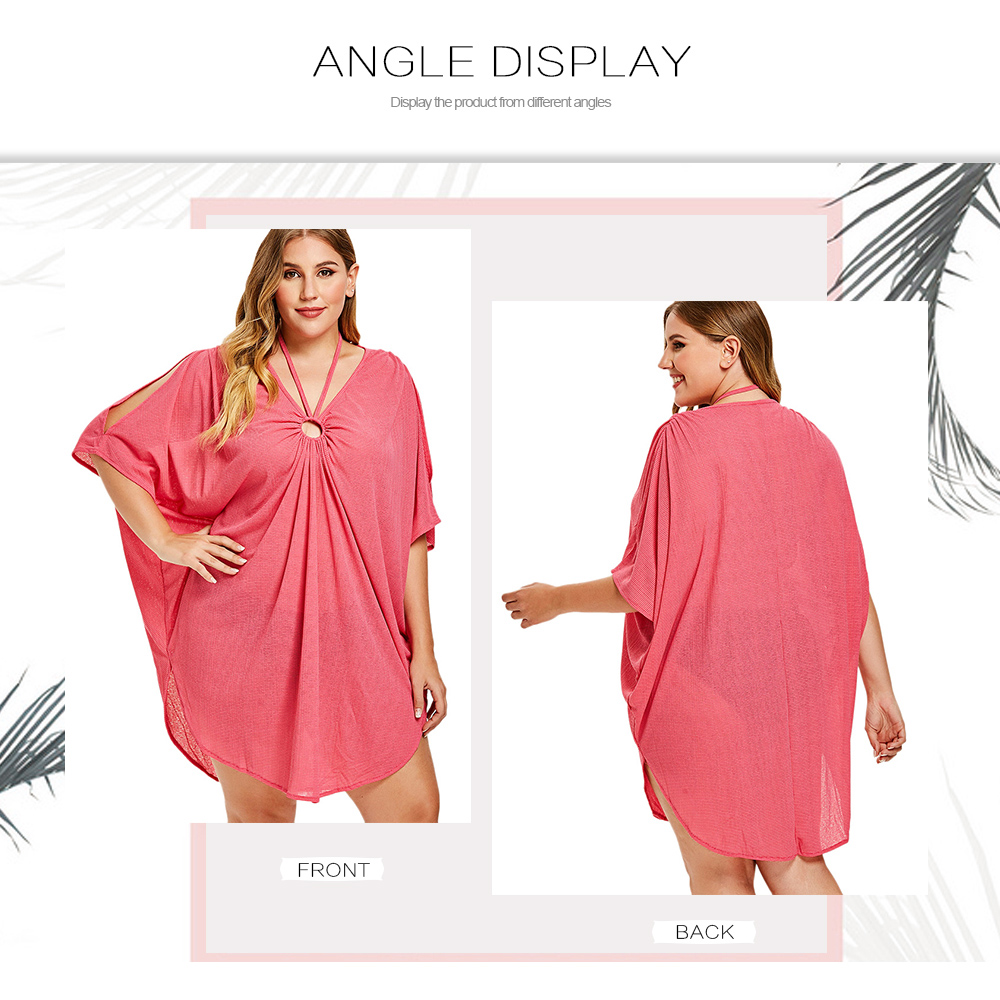 V Neck Plus Size Cold Shoulder Cover Up