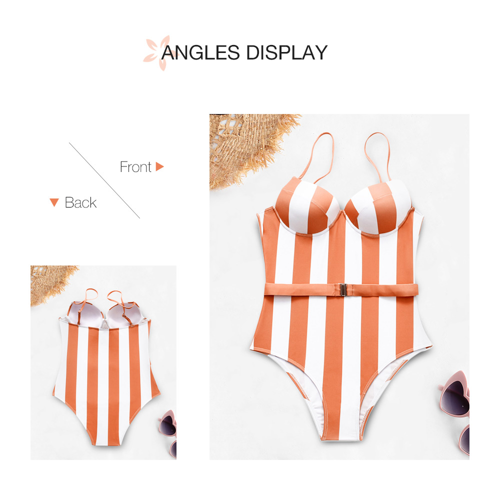 Striped Underwire One-piece Swimwear