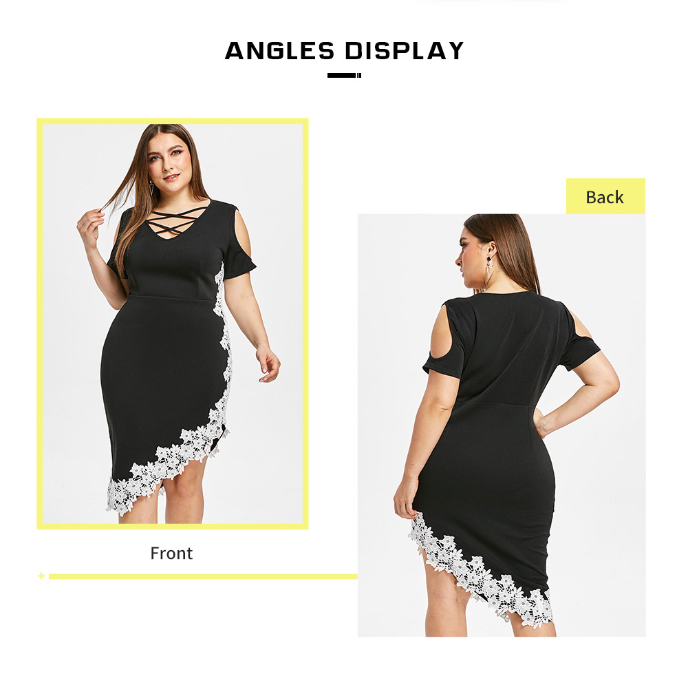 Plus Size Strappy Asymmetrical Bodycon Dress