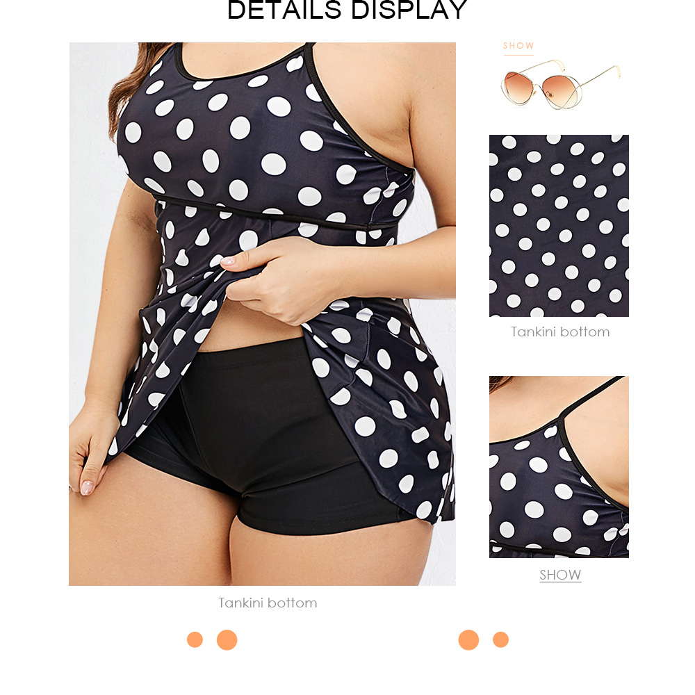 Polka Dot Plus Size Skirted Tankini Set