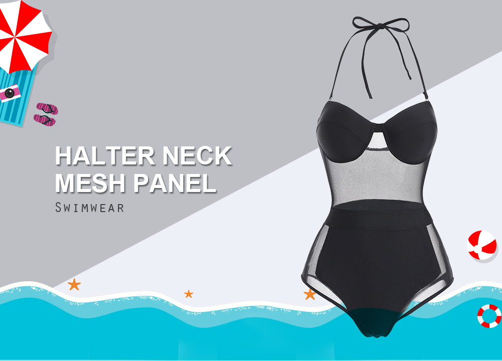 Underwire Mesh Panel Swimwear