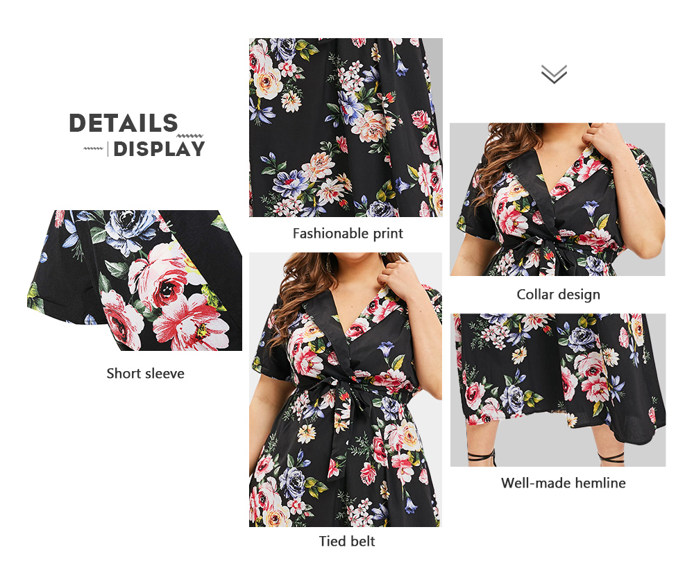 Plunge Plus Size Floral Print Maxi Dress