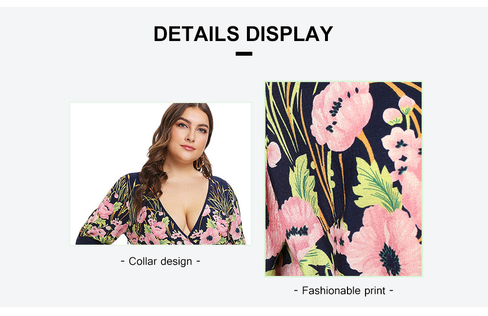 Plus Size Floral Print Maxi Flare Dress