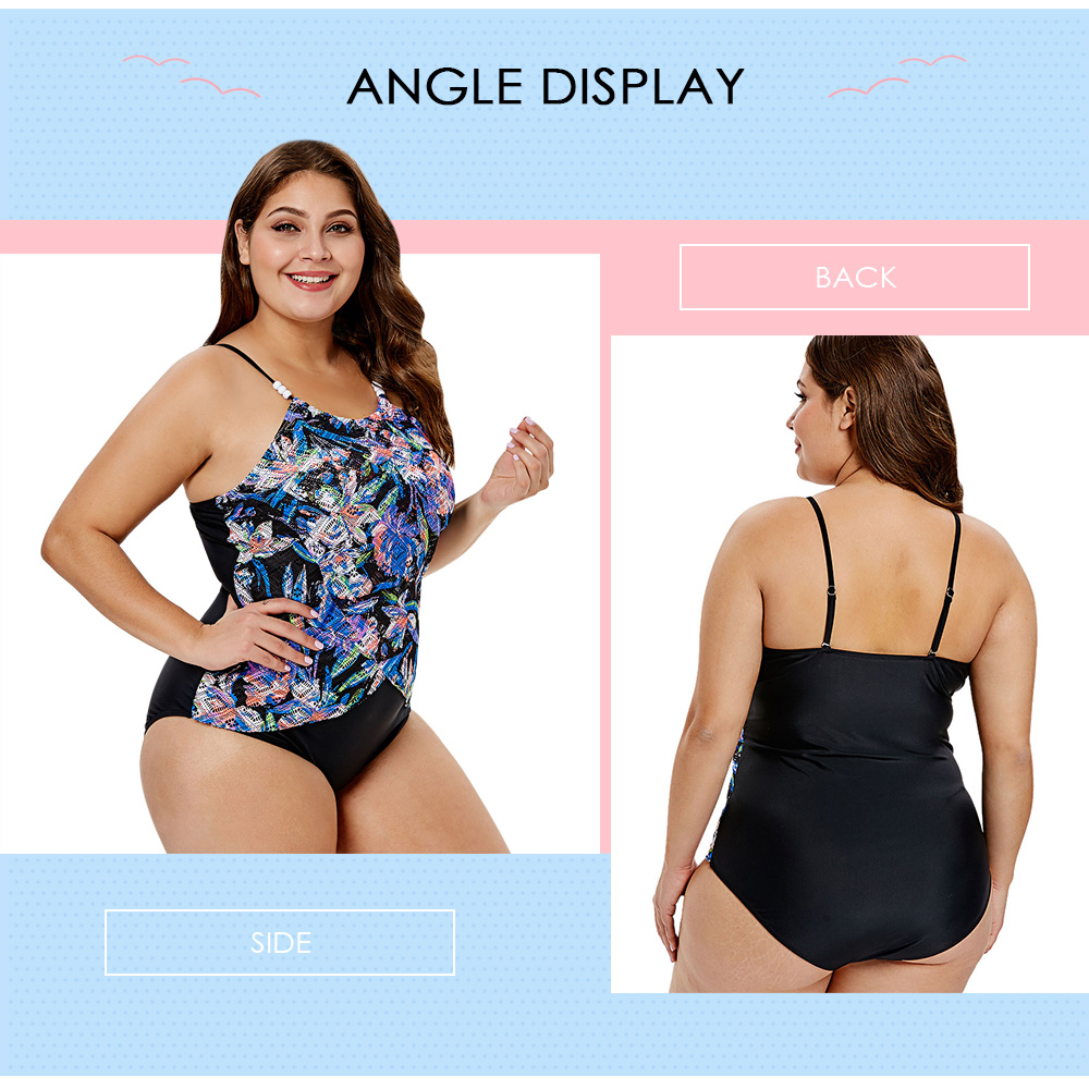 Perforated Overlay Plus Size Swimsuit