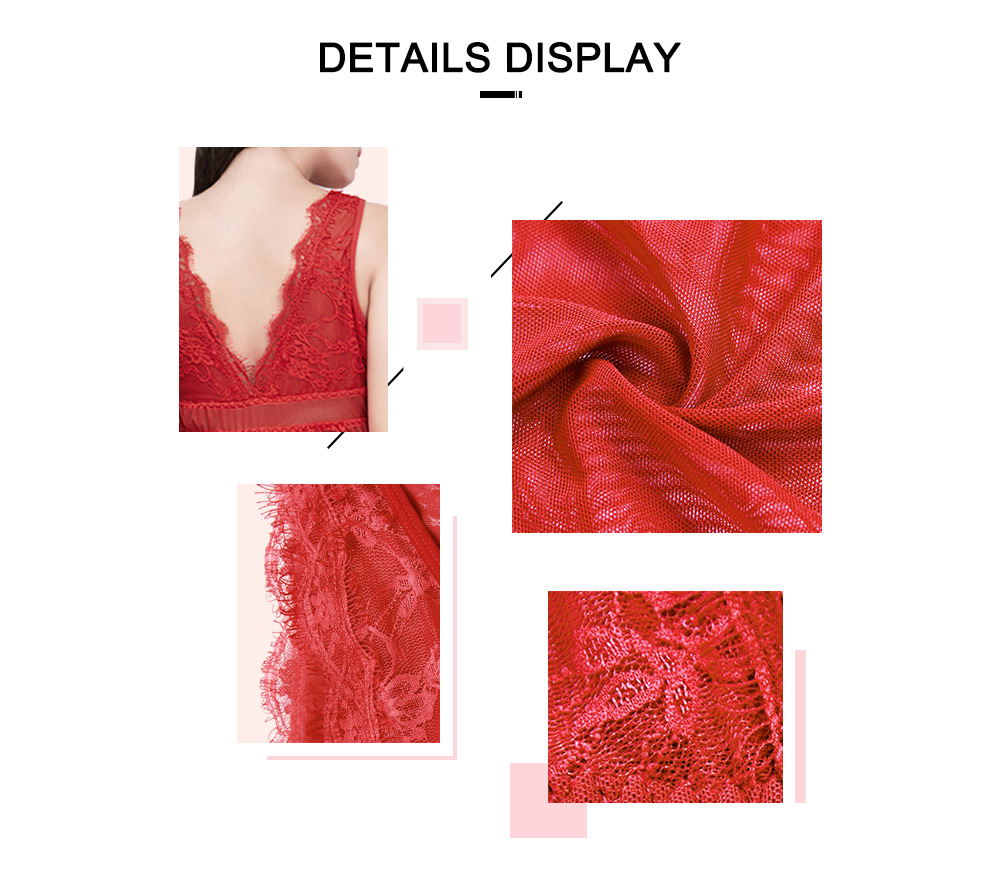 Lace Panel Eyelash T Back Babydoll