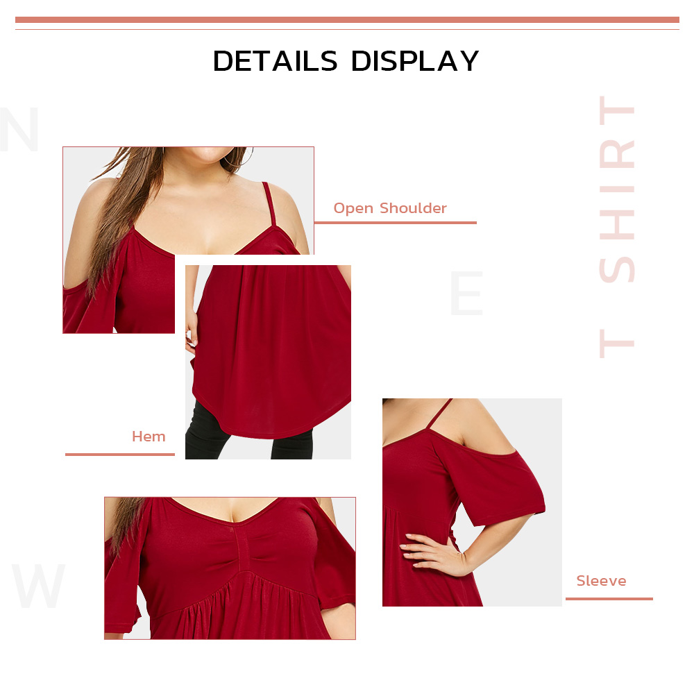 Asymmetrical Plus Size Open Shoulder T-shirt