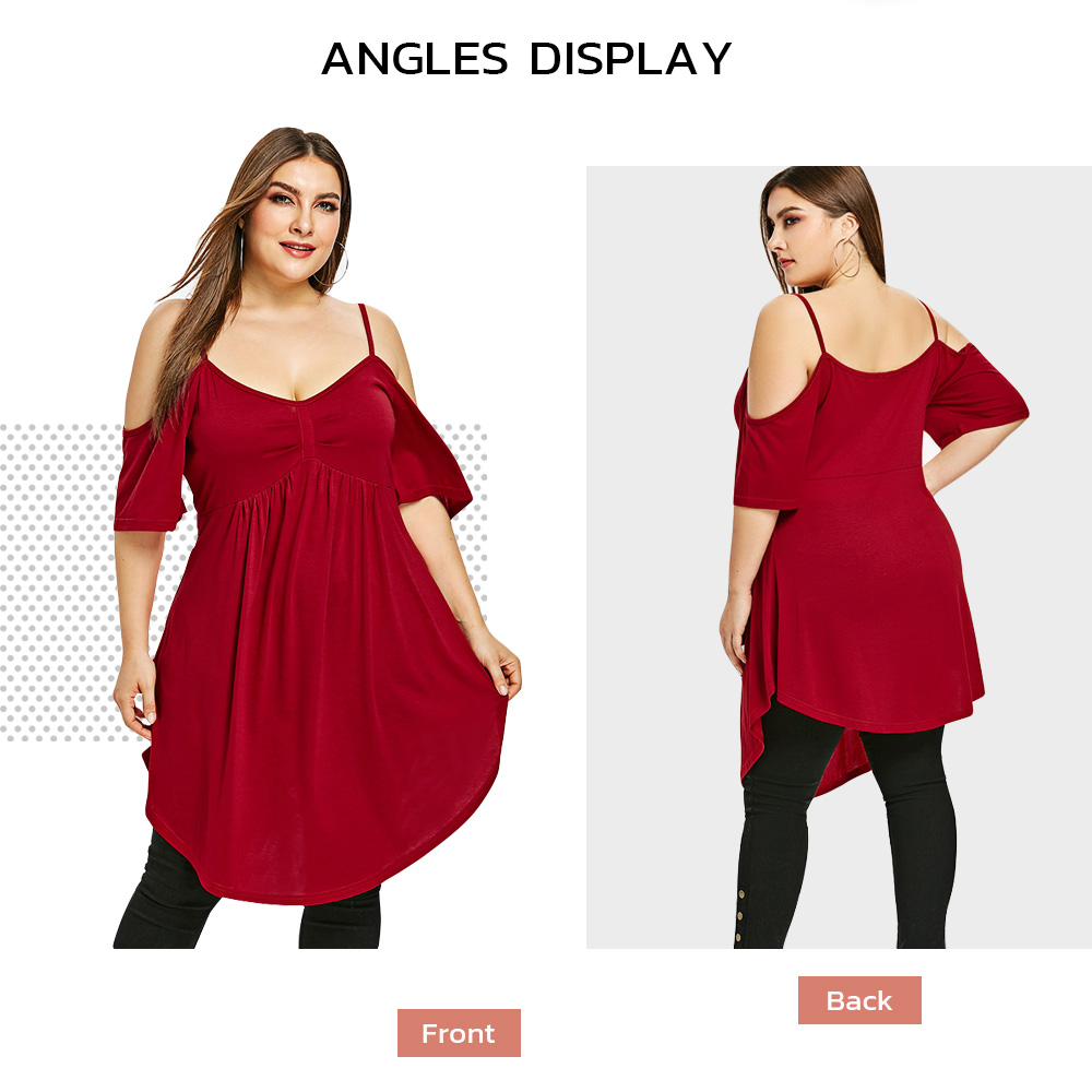 Asymmetrical Plus Size Open Shoulder T-shirt