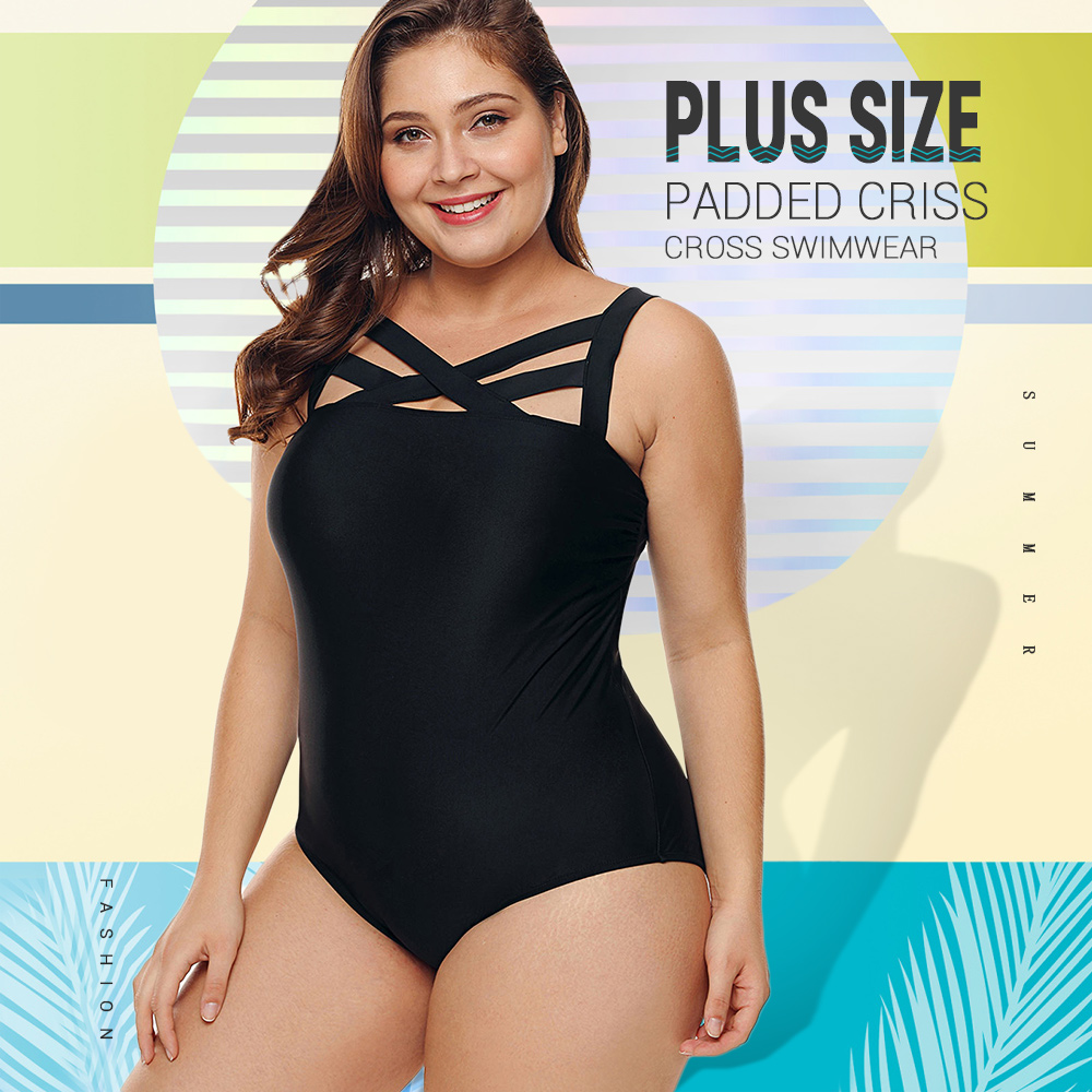 Plus Size Padded Criss Cross Swimwear