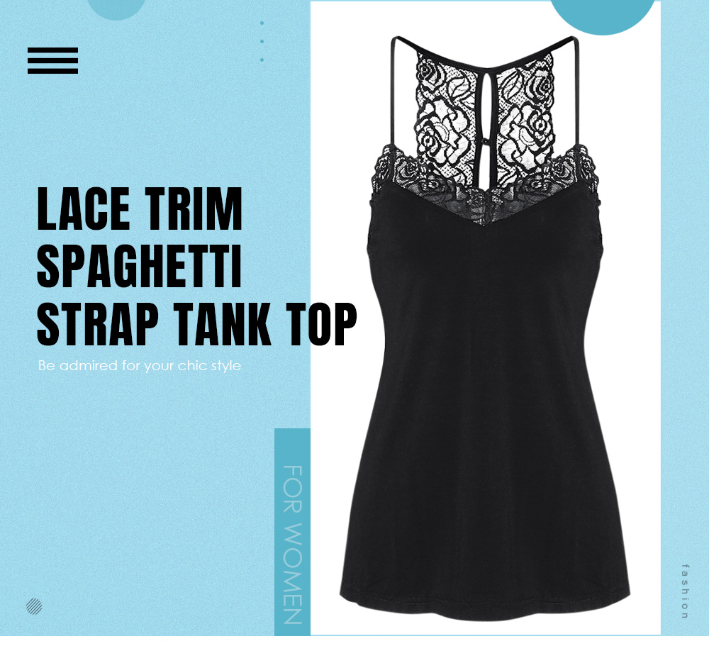 Lace Trim Spaghetti Strap Tank Top