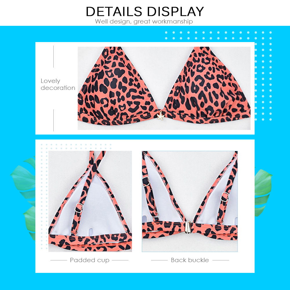 Spaghetti Strap Leopard Print Padded Low Waist Women Bikini Set