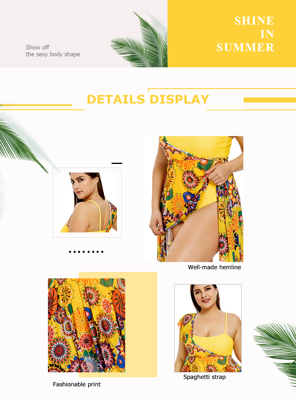 Plus Size Tribal Print Overlay Asymmetrical One-piece Swimsuit
