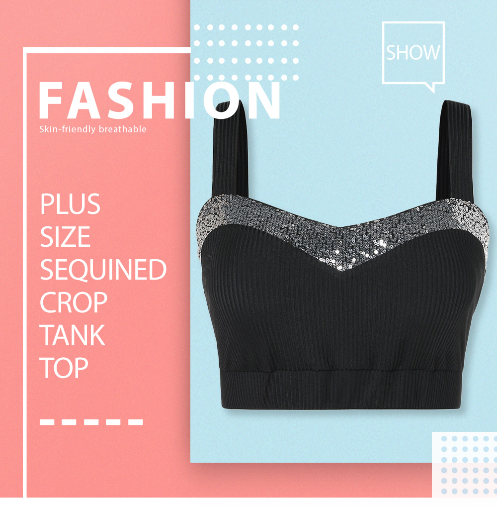 Plus Size Sequined Crop Tank Top