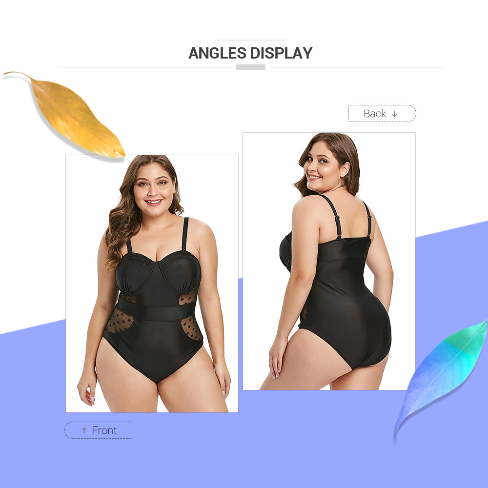 Plus Size Padded One-piece Swimsuit with Mesh