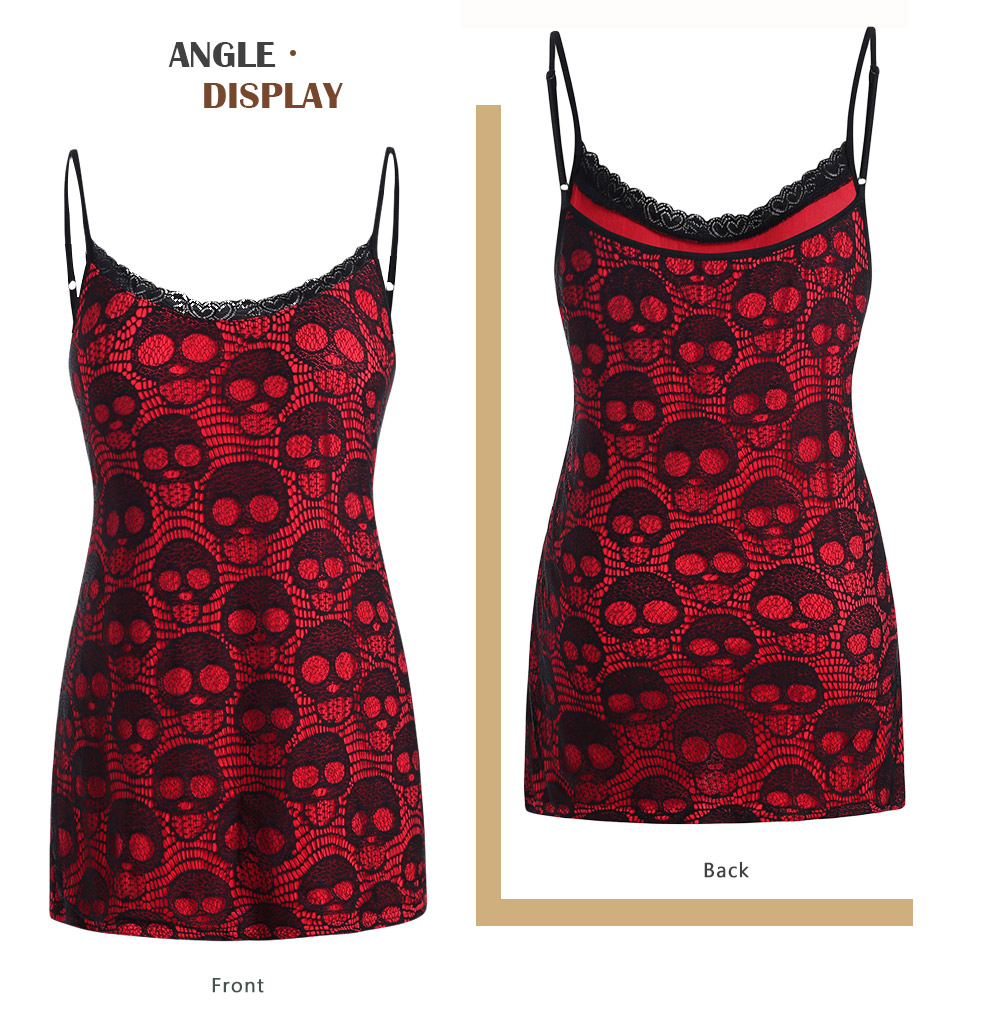Plus Size Cami Skull Lace Insert Tank Top