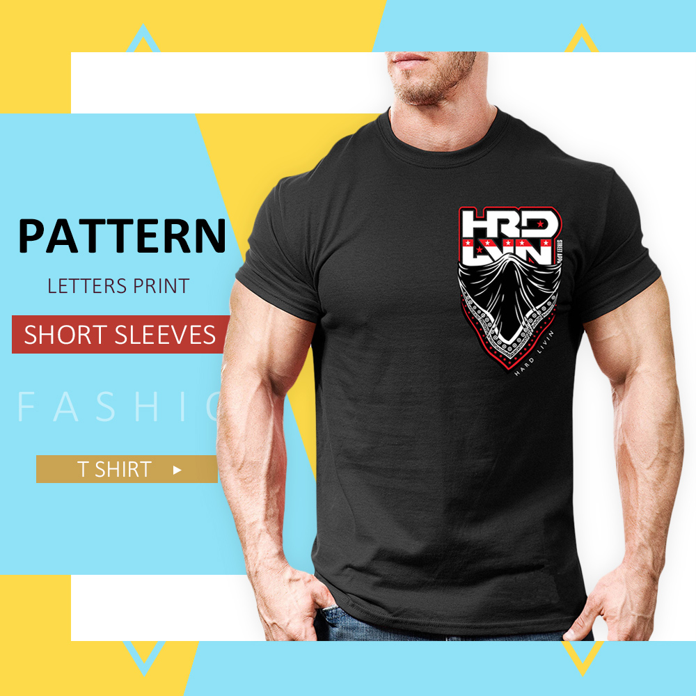 Pattern Letters Print Short Sleeves T Shirt