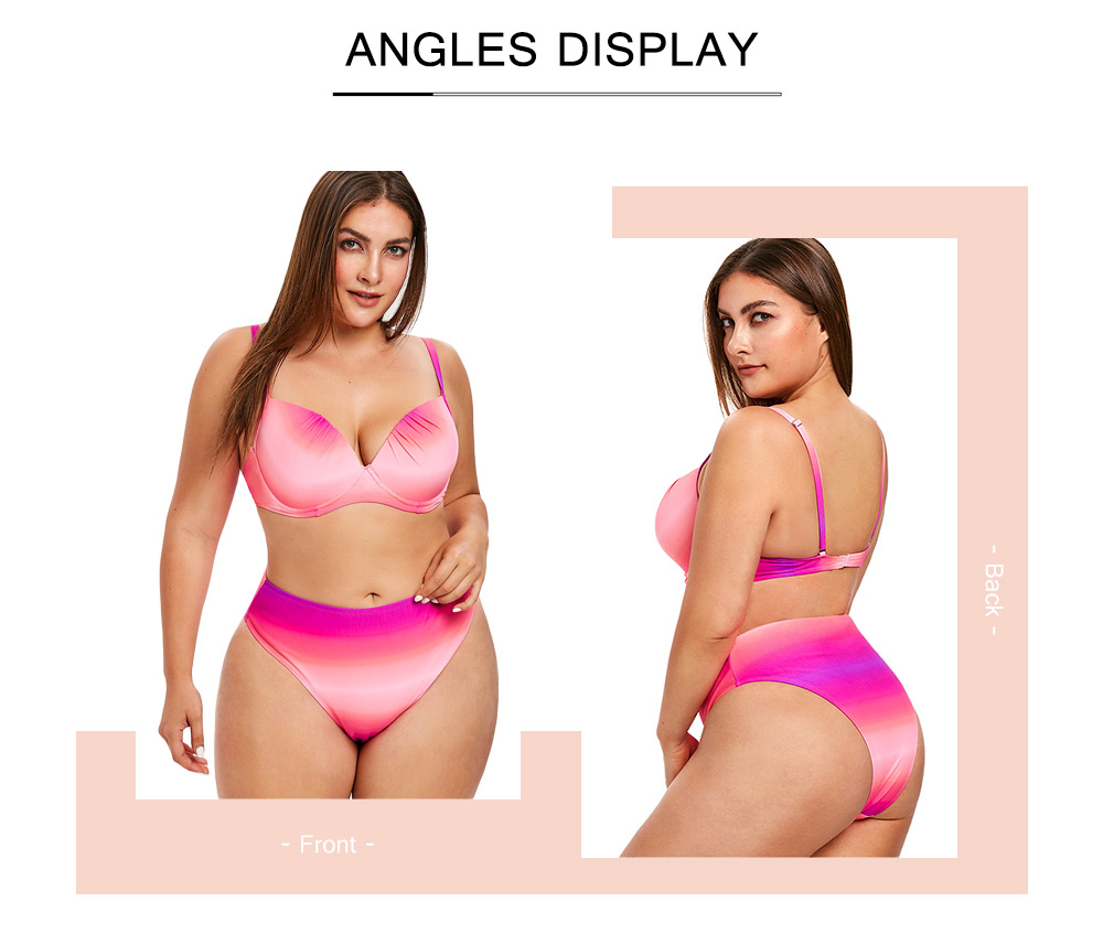 Plus Size Ombre Print Underwire Bikini Set