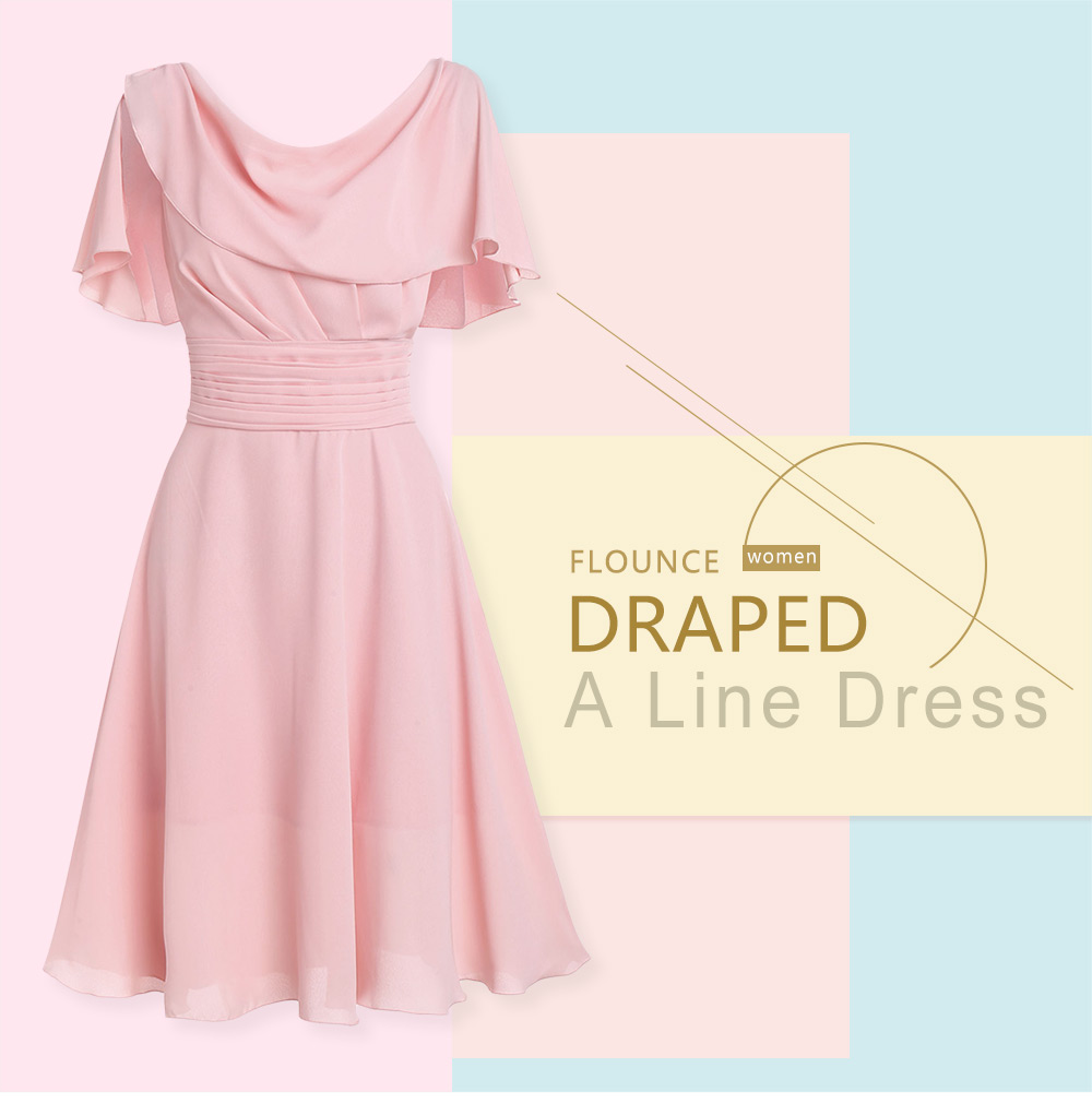 Flounce Draped A Line Dress