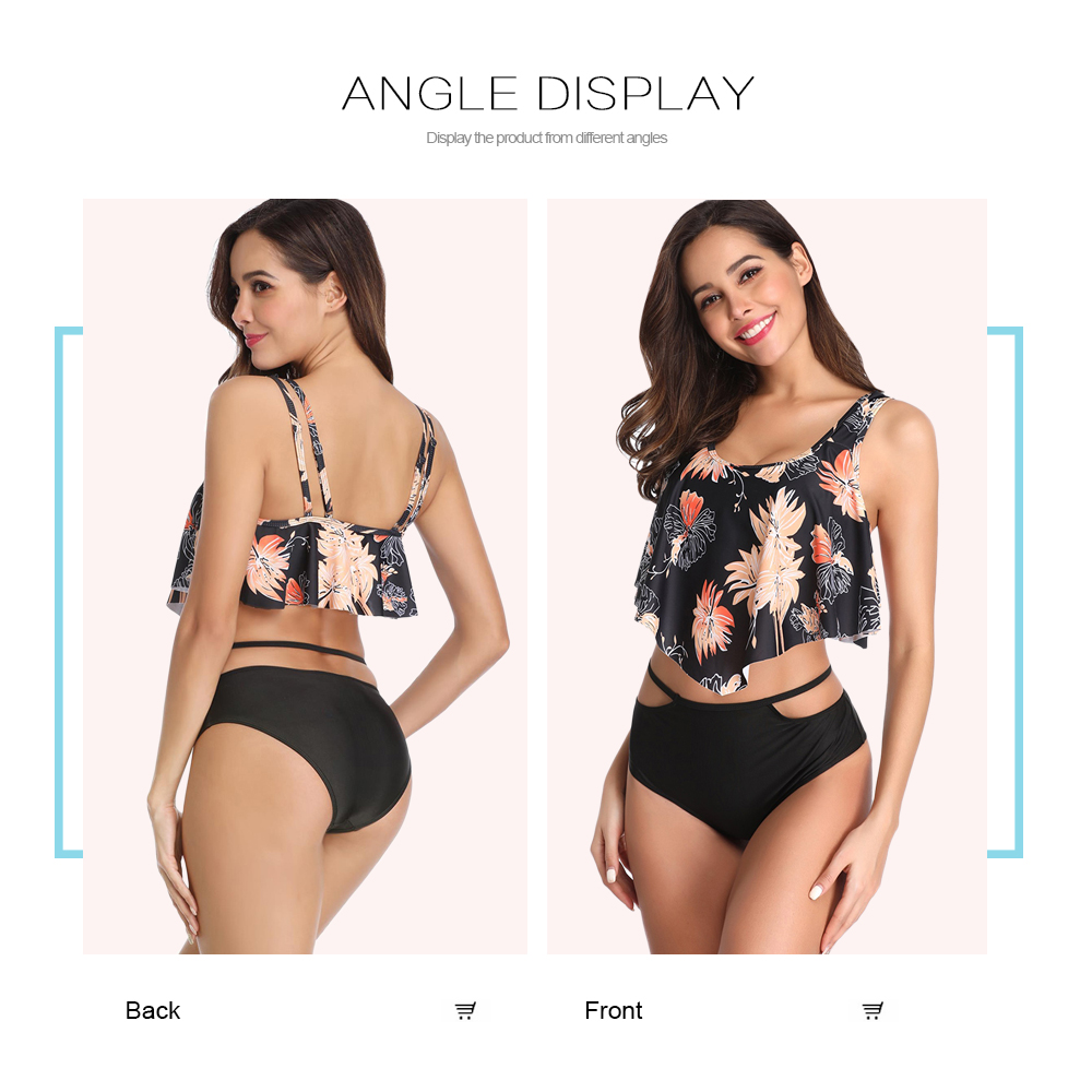 Floral Print Overlay Bikini Set