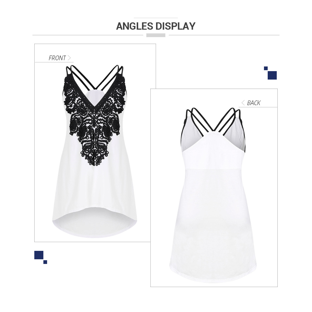 Plus Size Spaghetti Strap Lace Applique Tank Top