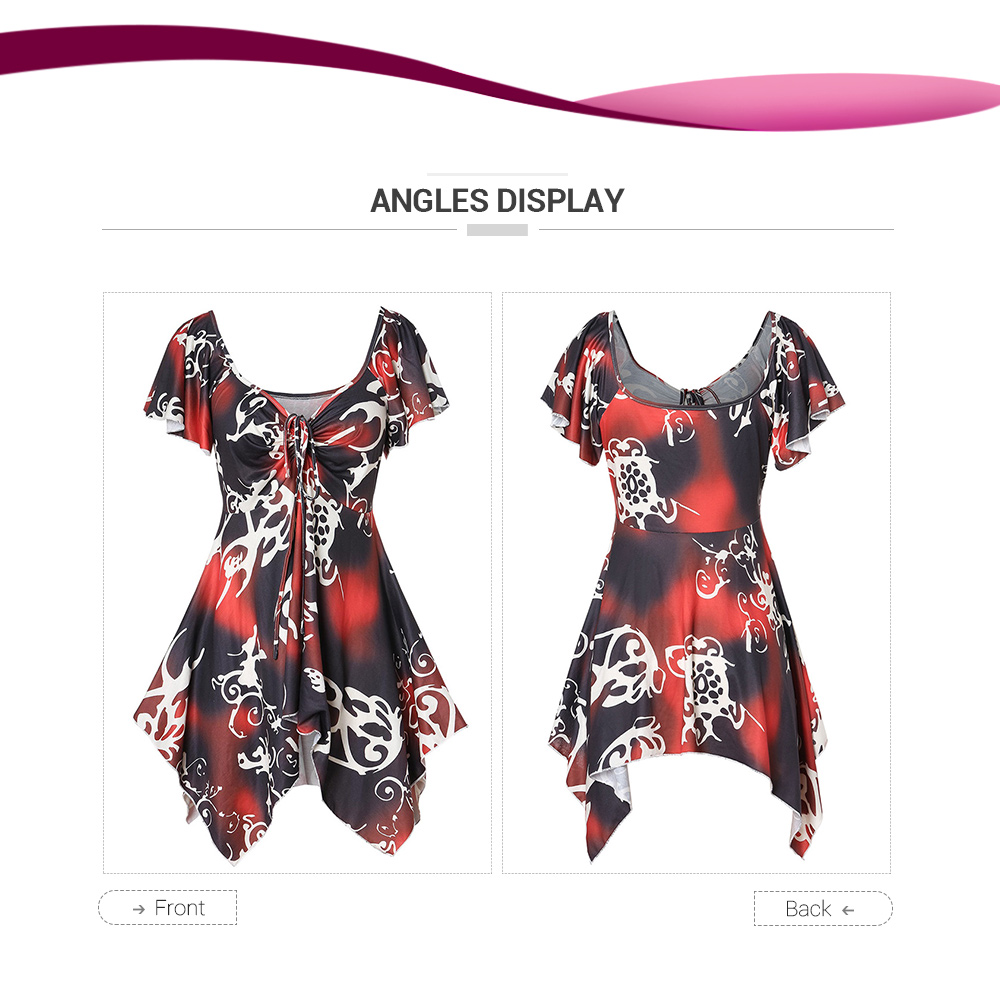 Plus Size Ethnic Print Handkerchief Tank Top