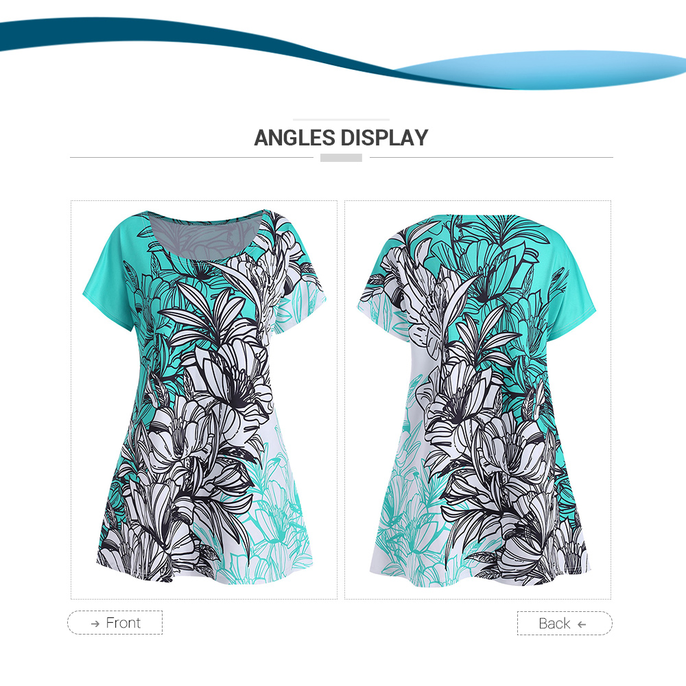 Floral Printed Plus Size T-shirt