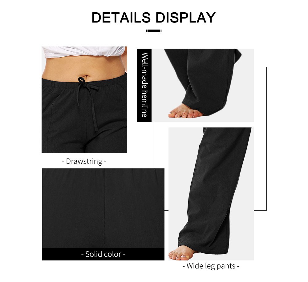 Drawstring Waist Plus Size Wide Leg Pants