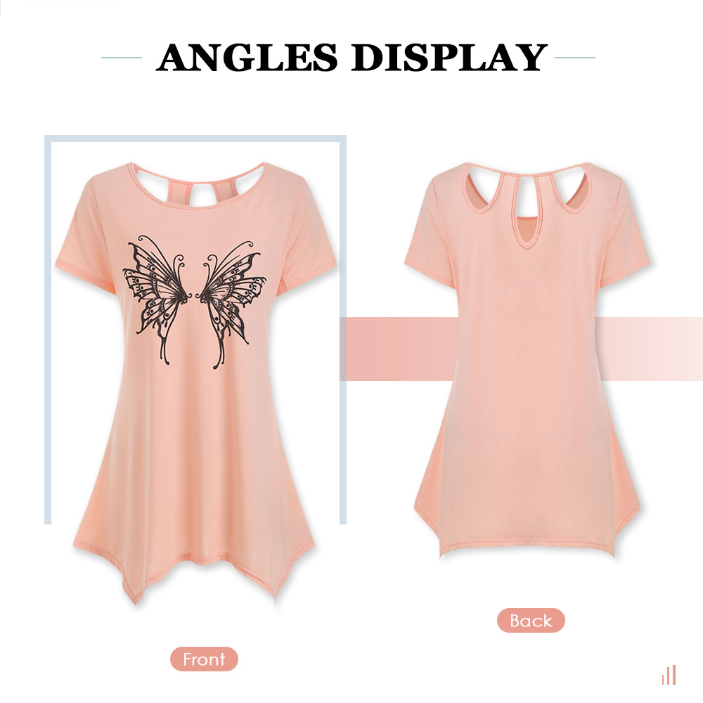 Cut Out Butterfly Graphic Longline Tee