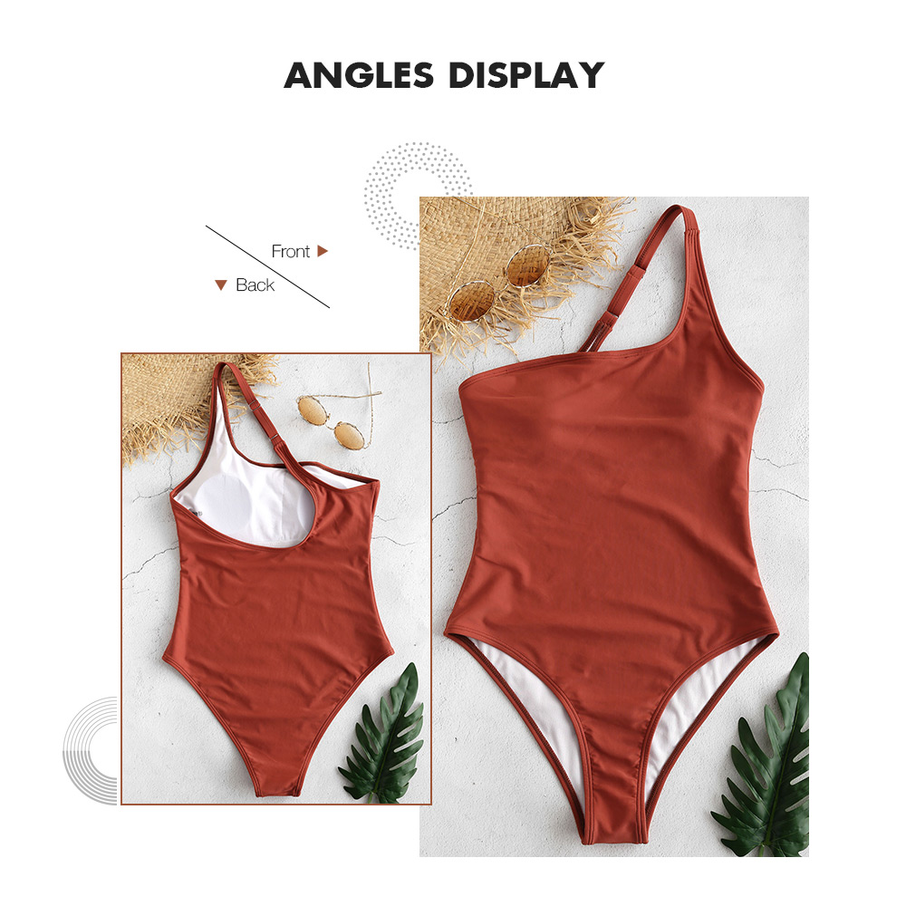 Padded One Shoulder One Piece Swimsuit