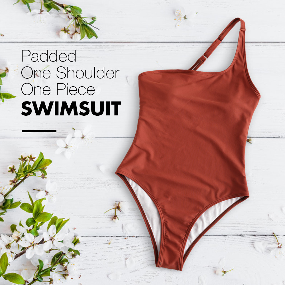 Padded One Shoulder One Piece Swimsuit