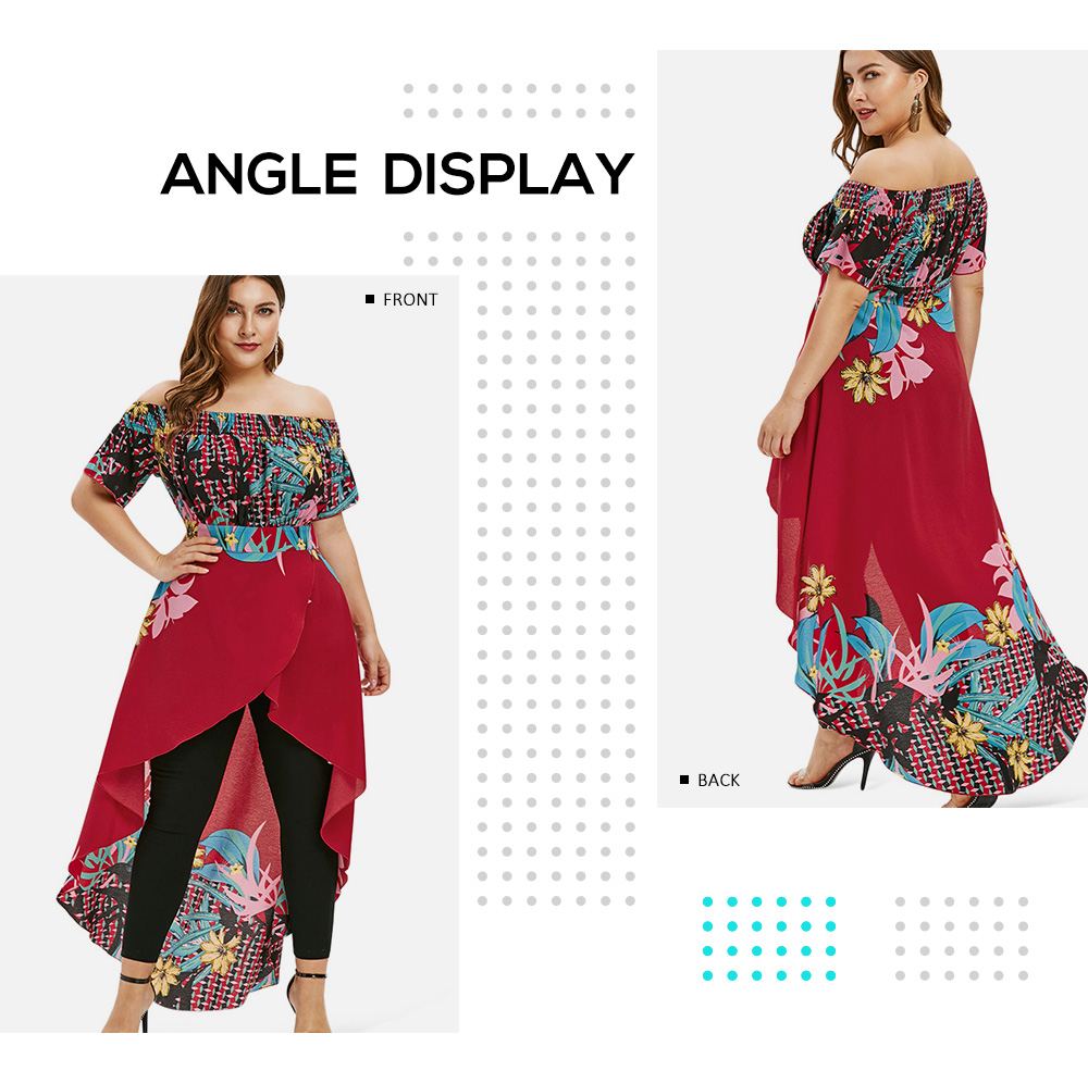 Asymmetric Plus Size Long Printed Top