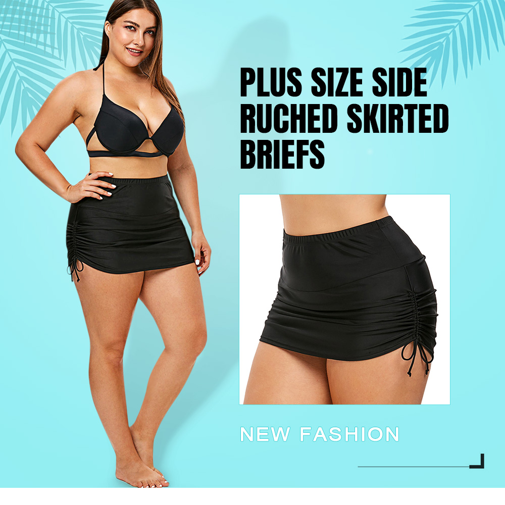 Plus Size Side Ruched Skirted Briefs