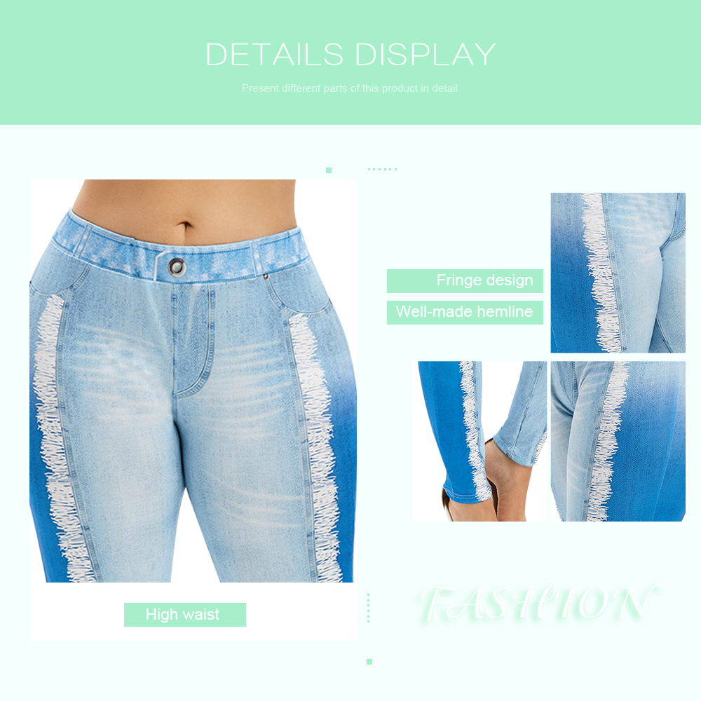 Plus Size 3D Jean Print Leggings