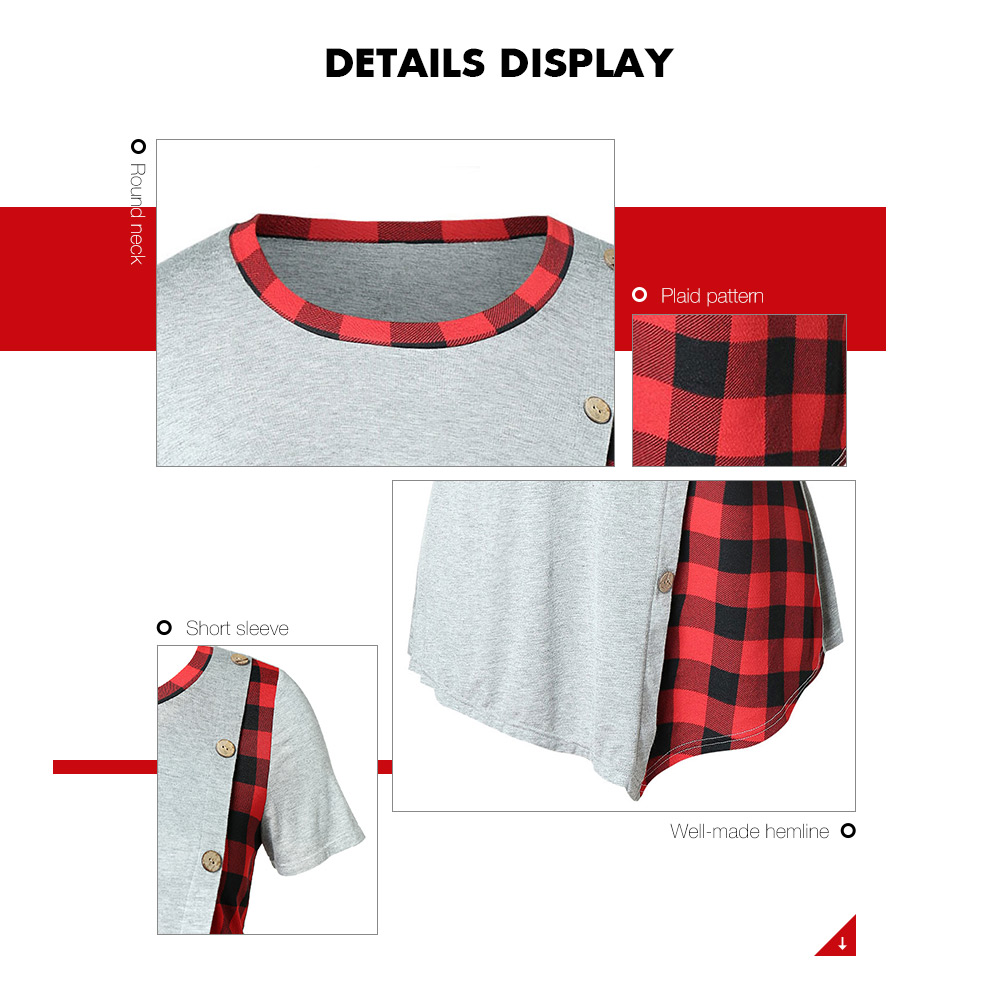 Plus Size Plaid Asymmetric T Shirt