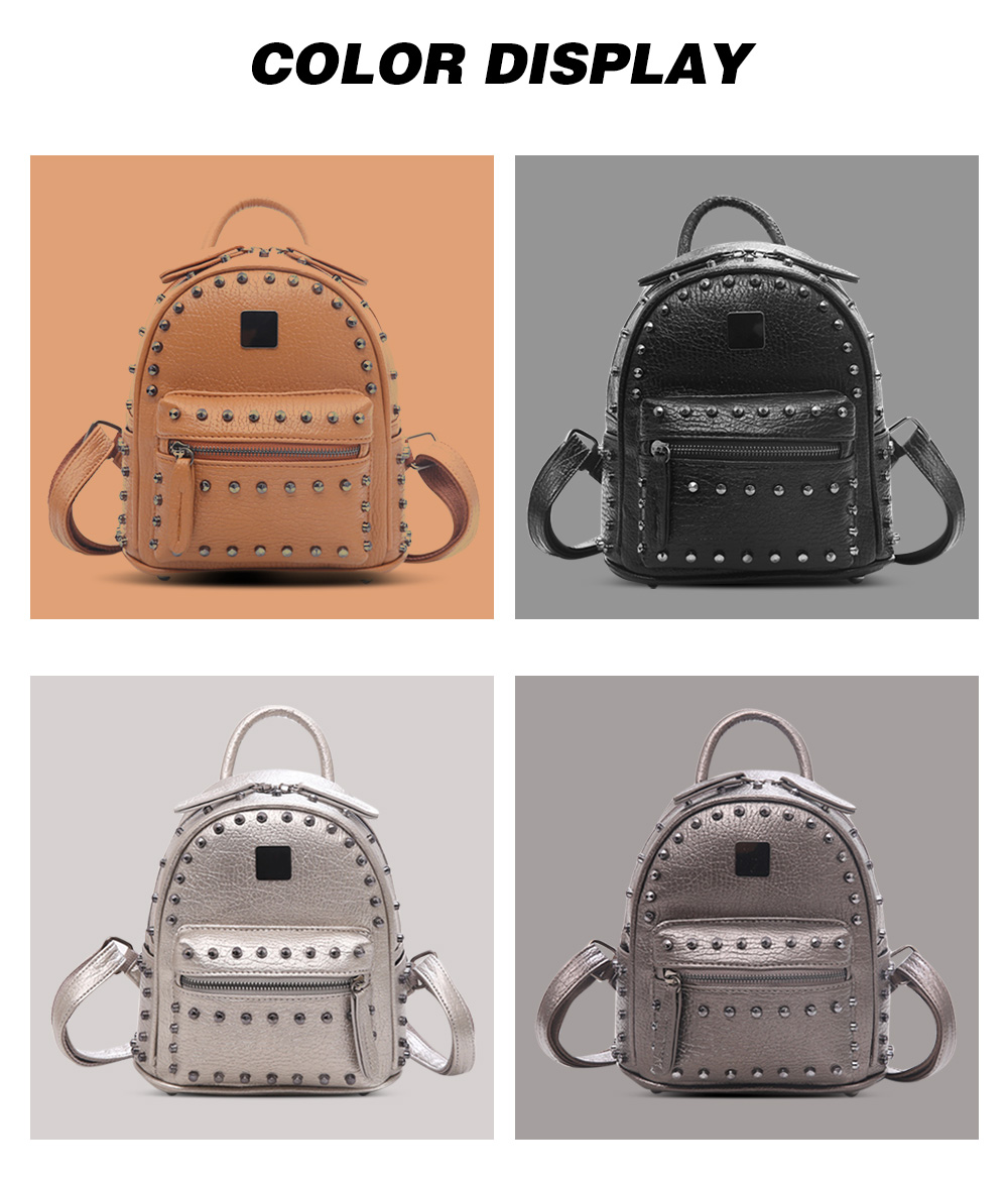 Guapabien Rivet Mini Backpack PU Leather Water Resistant Women Bag