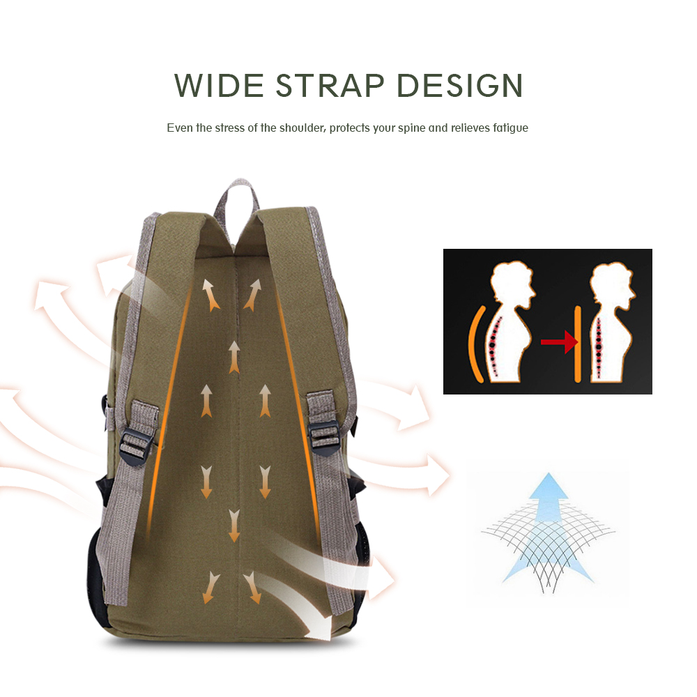 Canvas Zipper Bag Ladder Lock Outdoor Activity Men Portable Backpack
