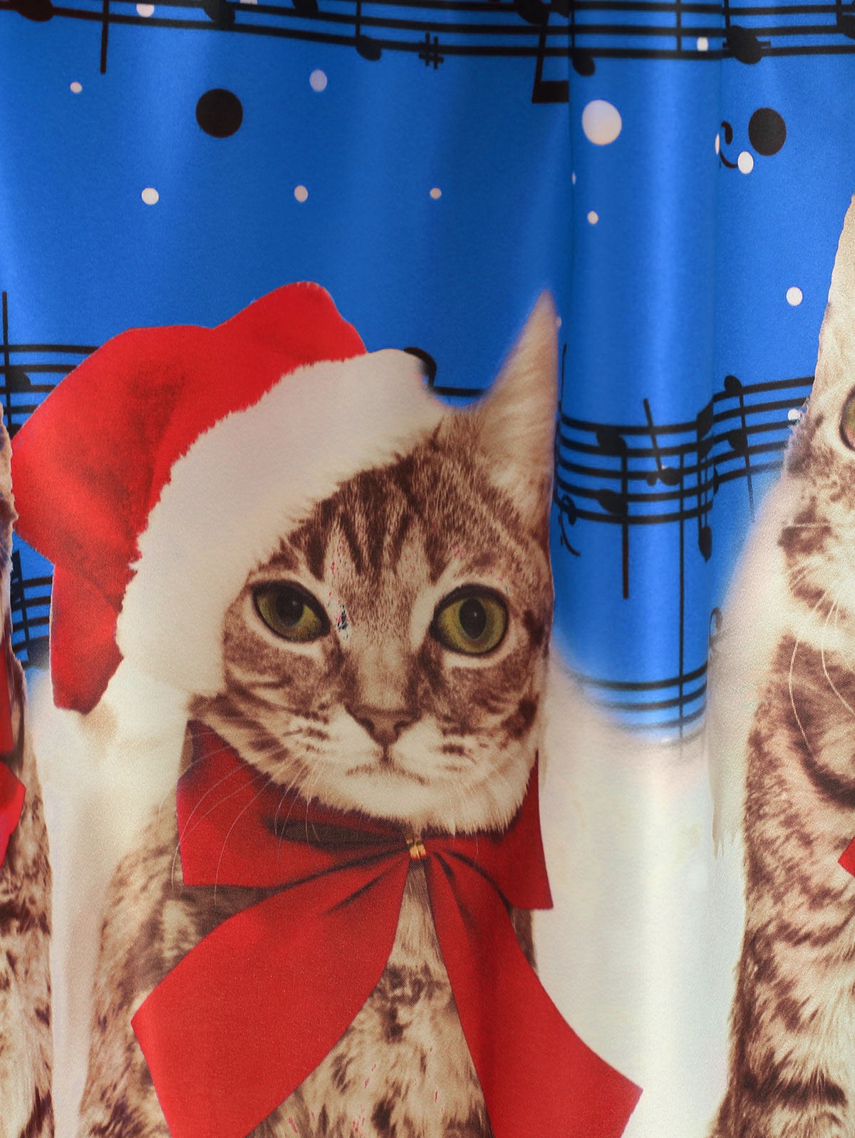 Christmas cats musical notes print sleeveless dress on sale